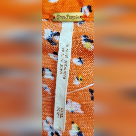 NWT Free People Vibrant Orange Floral Midi Dress | Size XS - Picture 3 of 5